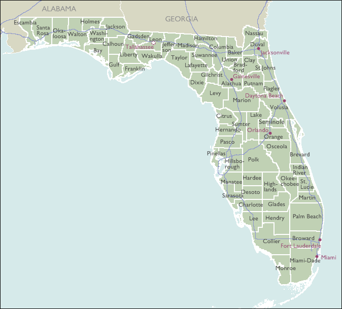 Florida Zip Code Map By County 2018
