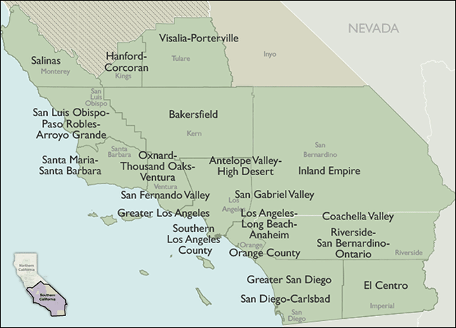 Metro Area Map of California