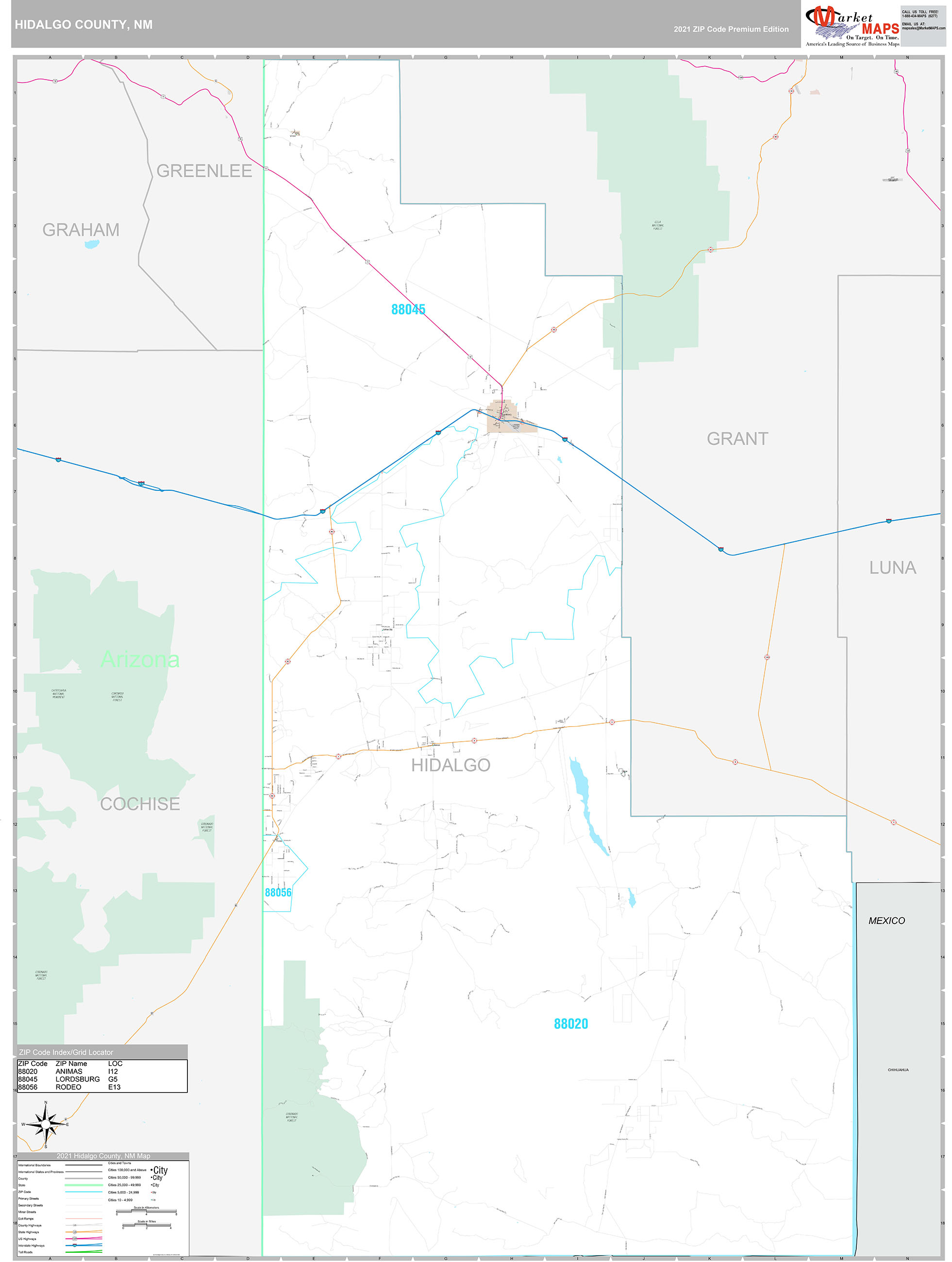 Hidalgo County Wall Map Premium Style - marketmaps.com