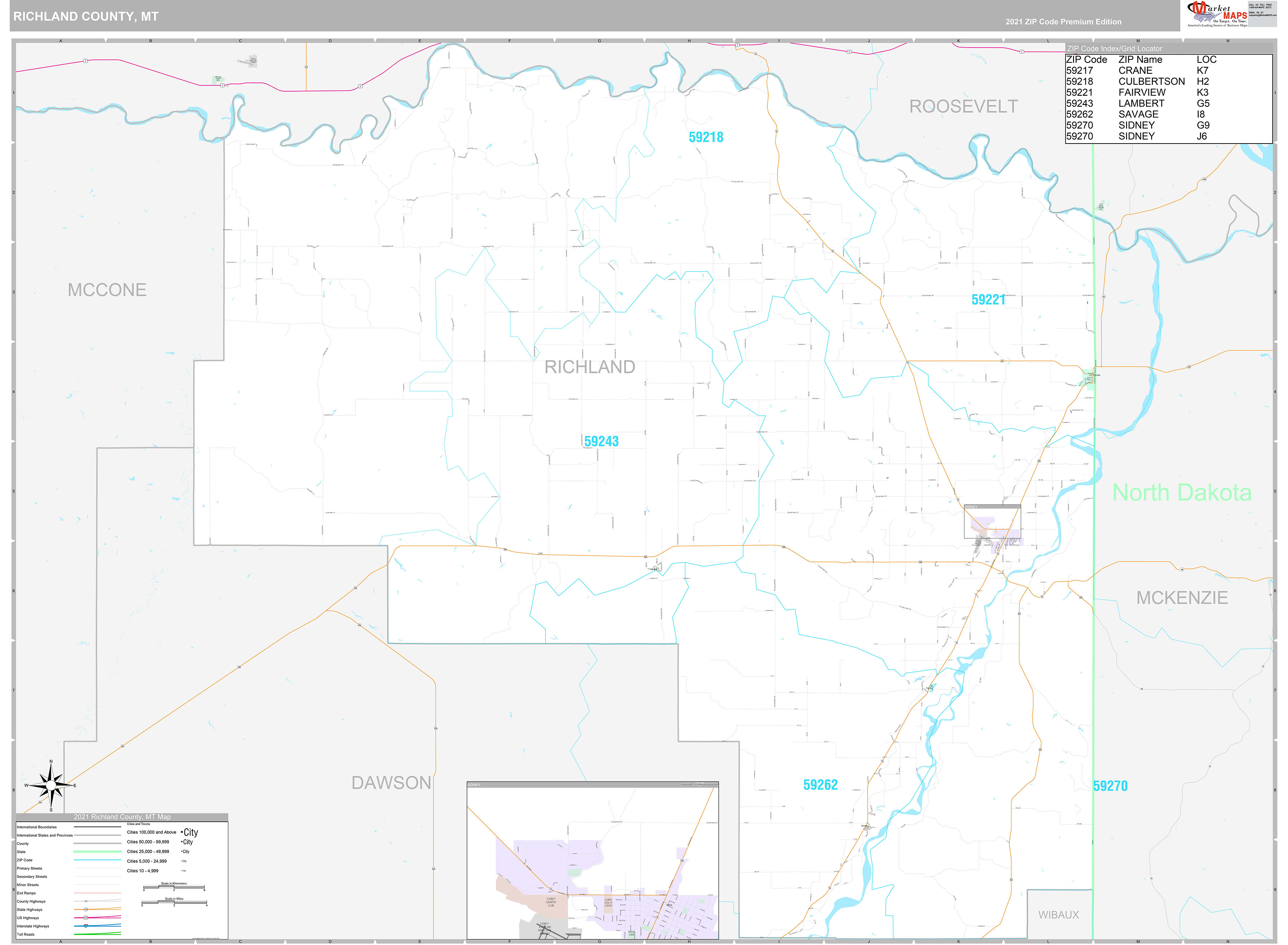 Richland County Wall Map Premium Style - marketmaps.com