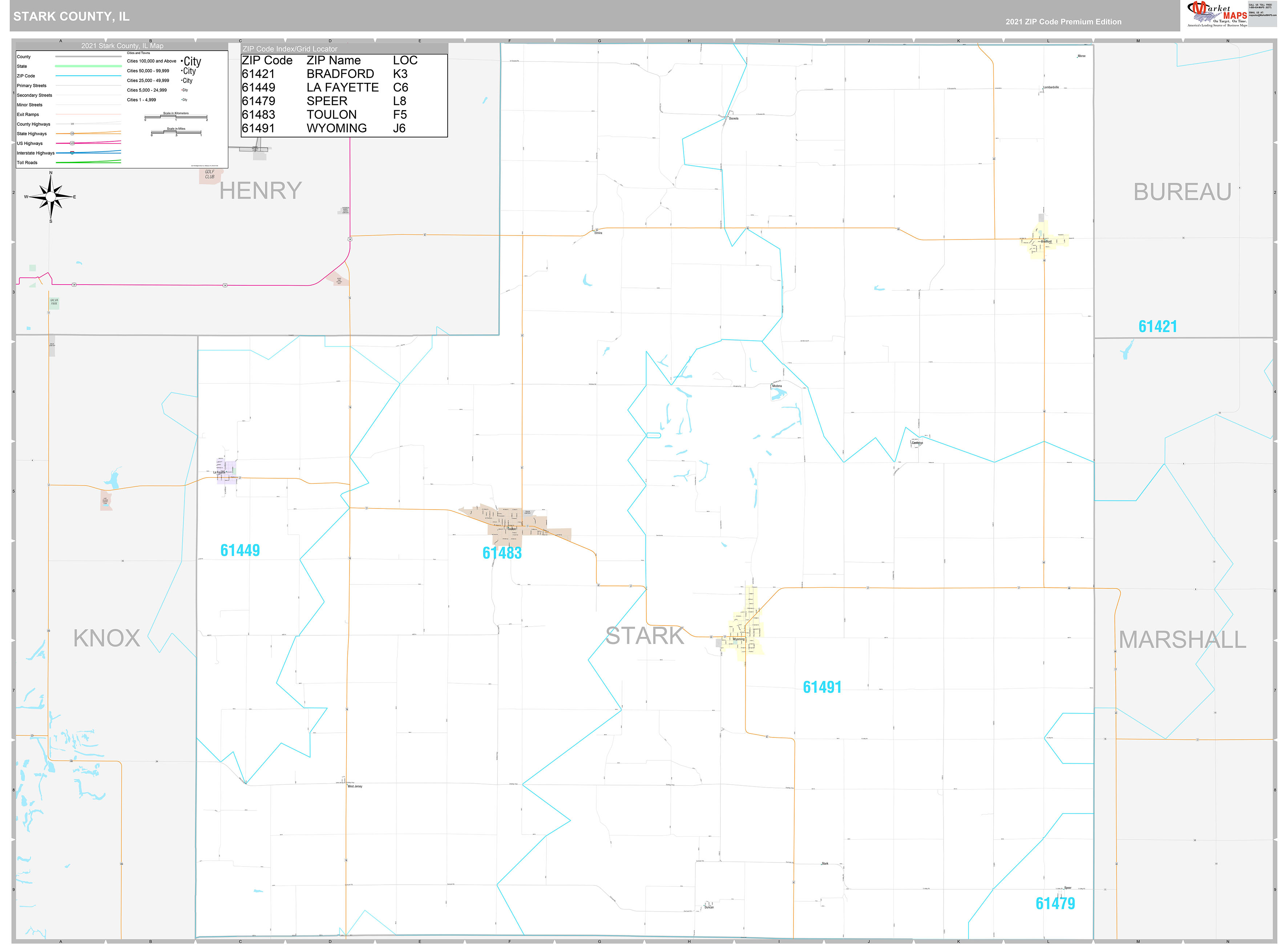 Stark County Wall Map Premium Style - marketmaps.com