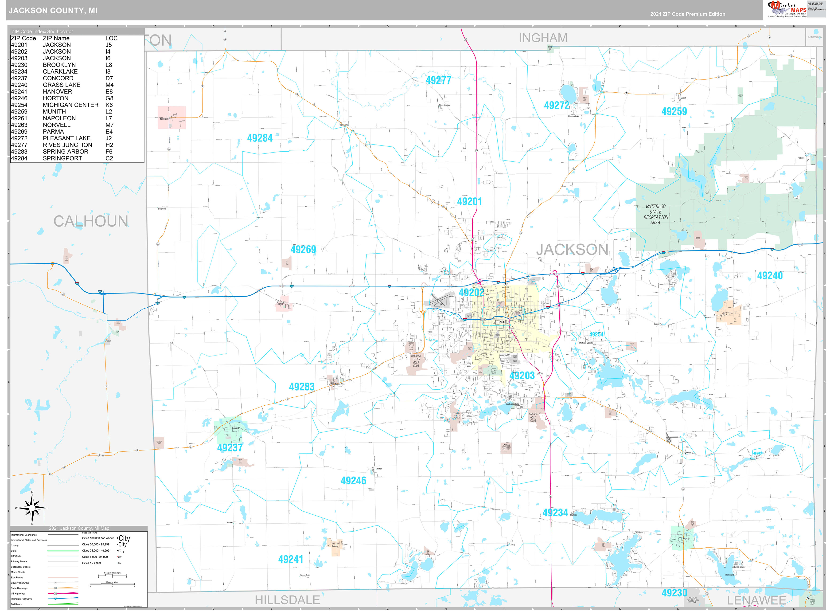 Jackson County Wall Map Premium Style