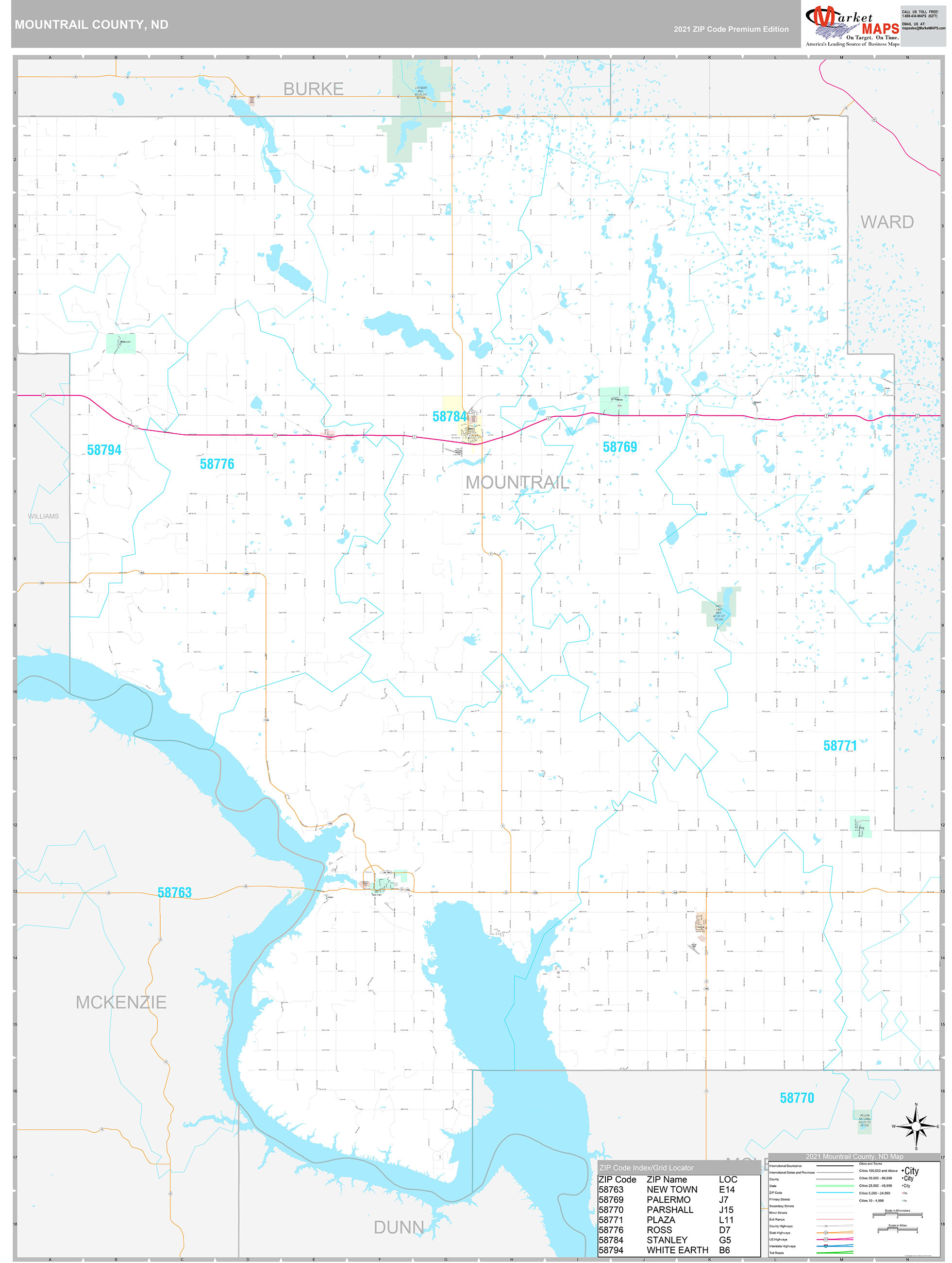 Mountrail County Wall Map Premium Style