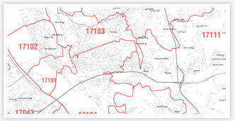 Zip Code Maps Red Line Style Example